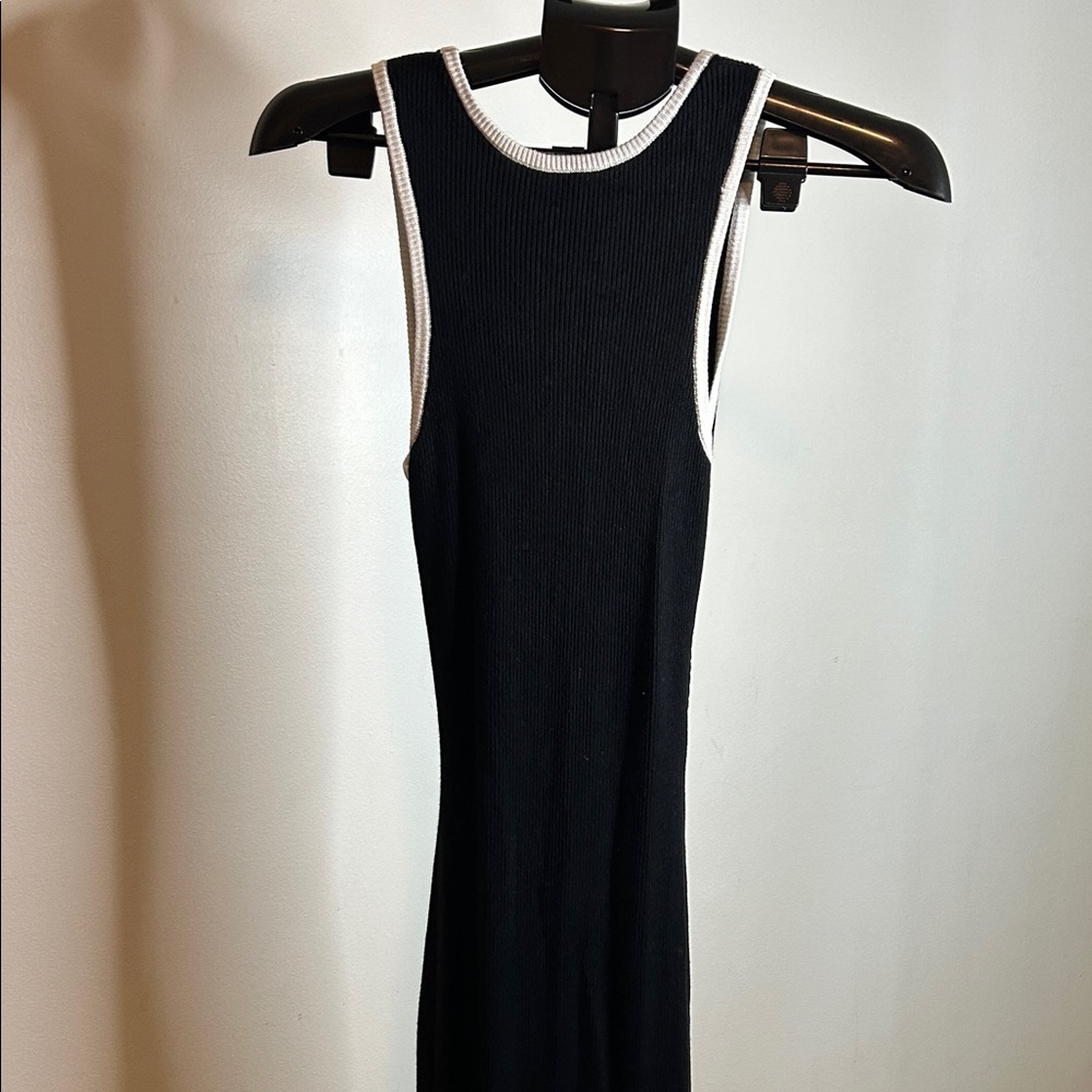 Elegant Black and White open lower back Maxi Dress
